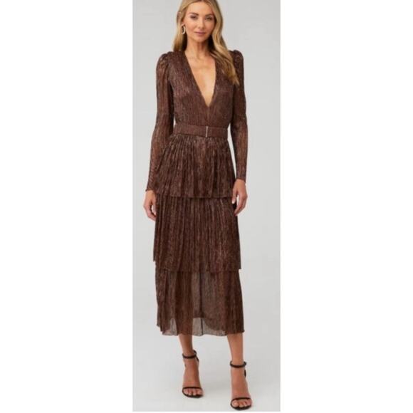 Sabina Musayev Carry Bronze Long Sleeve Maxi Dress Sz. XS - Picture 1 of 5